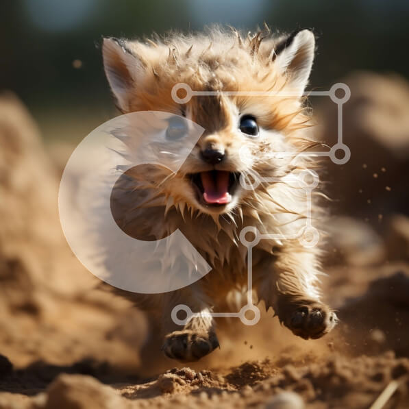 Intra Συλλεκτικό Ξύλινο Παζλ Plywood  4mm - Baby Fox που τρέχει στο χώμα Σε Ξύλινο Κουτί - Διαστάσεις: 10x10 cm – 25 κομμάτια