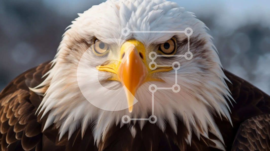 Σετ των 2 Intra Συλλεκτικό Ξύλινο Παζλ Plywood  4mm - Εκπληκτική κοντινή πλάνο του κεφαλιού ενός αετού με διαπεραστικά κίτρινα μάτια Σε Ξύλινο Κουτί - Διαστάσεις: 10x10 cm – 25 κομμάτια