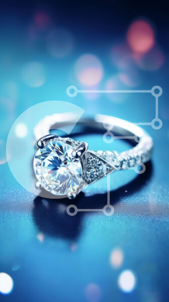 Intra Συλλεκτικό Ξύλινο Παζλ Plywood  4mm - Όμορφη εικόνα με διαμαντένιο δαχτυλίδι αρραβώνων με μπλε φόντο Σε Ξύλινο Κουτί - Διαστάσεις Puzzle: 10x10 cm – 25 κομμάτια