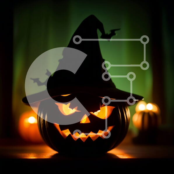 Intra Συλλεκτικό Ξύλινο Παζλ Plywood  4mm - Τρομακτικό Halloween Jack-o'-lantern Wizard Hat Pumpkin Σε Ξύλινο Κουτί - Διαστάσεις Puzzle: 10x10 cm – 25 κομμάτια