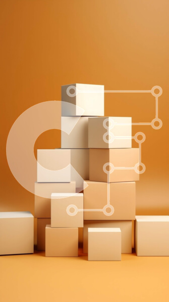 Intra Συλλεκτικό Ξύλινο Παζλ Plywood  4mm - Στοιβαγμένα λευκά χάρτινα κουτιά σε πορτοκαλί φόντο Σε Ξύλινο Κουτί - Διαστάσεις Puzzle: 10x10 cm – 25 κομμάτια