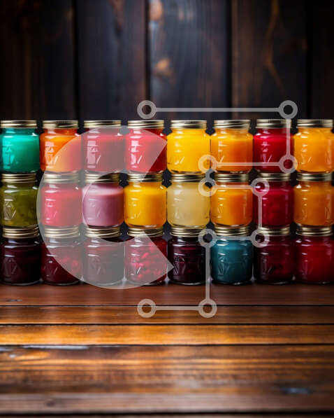 Σετ των 2 Intra Συλλεκτικό Ξύλινο Παζλ Plywood  4mm - Ζωντανές και νόστιμες μαρμελάδες και ζελέ σε βάζα Mason Σε Ξύλινο Κουτί - Διαστάσεις: 10x10 cm – 25 κομμάτια