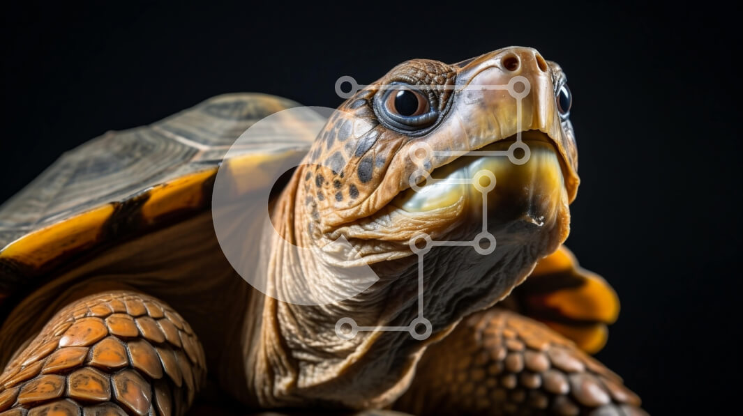 Σετ των 2 Intra Συλλεκτικό Ξύλινο Παζλ Plywood  4mm - Κοντινό πλάνο του κεφαλιού και του λαιμού της χελώνας Σε Ξύλινο Κουτί - Διαστάσεις: 10x10 cm – 25 κομμάτια