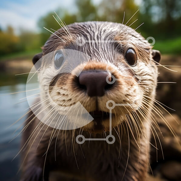 Intra Συλλεκτικό Ξύλινο Παζλ Plywood  4mm - Κοντινό πλάνο του προσώπου μιας βίδρας Σε Ξύλινο Κουτί - Διαστάσεις: 10x10 cm – 25 κομμάτια