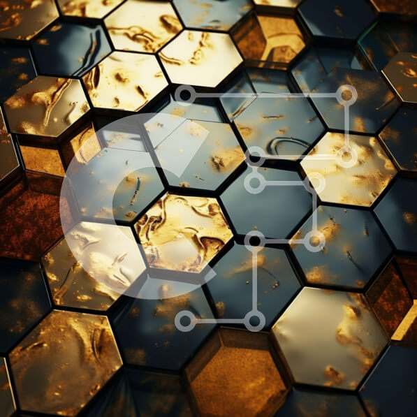 Intra Συλλεκτικό Ξύλινο Παζλ Plywood  4mm - Κοντινή όψη ενός χρυσού και μαύρου μοτίβου κηρήθρας Σε Ξύλινο Κουτί - Διαστάσεις Puzzle: 10x10 cm – 25 κομμάτια