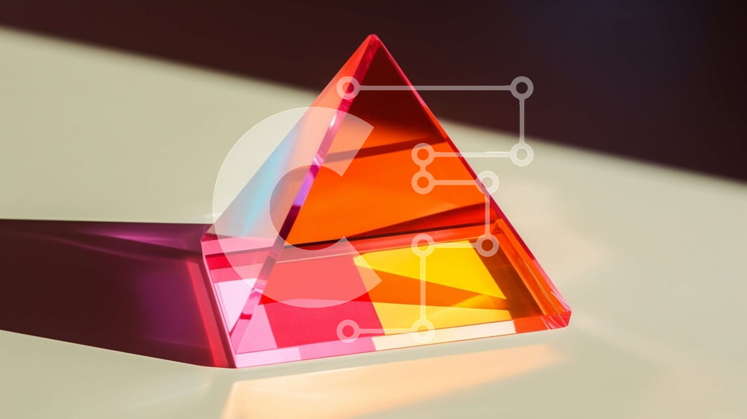 Intra Συλλεκτικό Ξύλινο Παζλ Plywood  4mm - Πολύχρωμο τριγωνικό γυάλινο αντικείμενο μπροστά από το φως του ήλιου Σε Ξύλινο Κουτί - Διαστάσεις: 10x10 cm – 25 κομμάτια