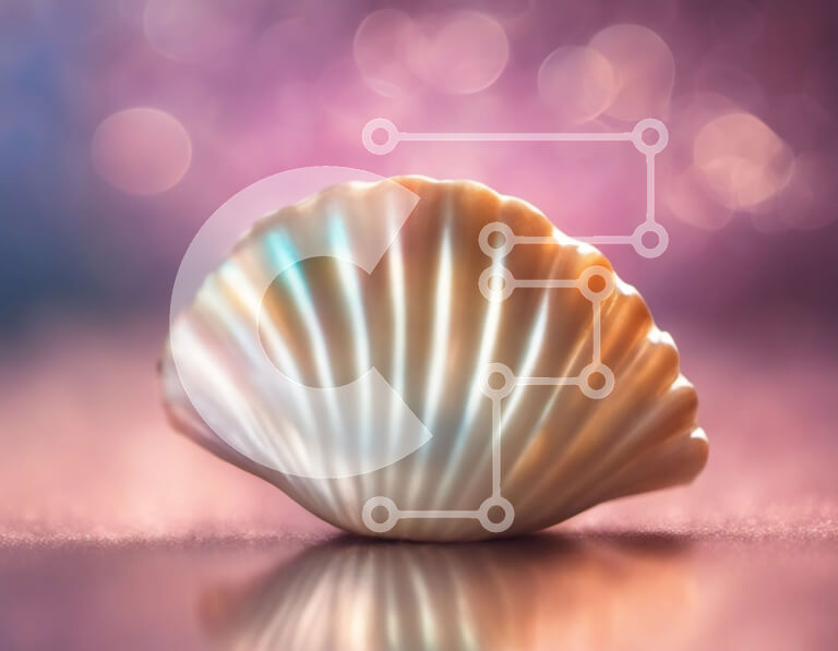 Intra Συλλεκτικό Ξύλινο Παζλ Plywood  4mm - Λευκό κοχύλι σε ροζ και μοβ φόντο Σε Ξύλινο Κουτί - Διαστάσεις: 10x10 cm – 25 κομμάτια