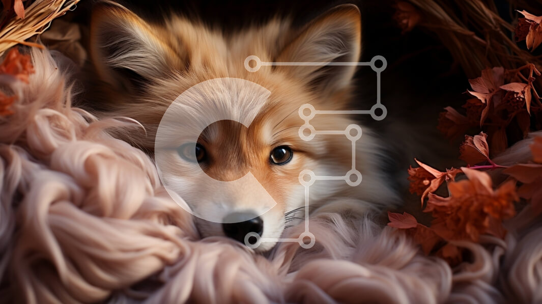 Σετ των 2 Intra Συλλεκτικό Ξύλινο Παζλ Plywood  4mm - Κόκκινη αλεπού ξαπλωμένη στο κρεβάτι με φύλλα και λουλούδια Σε Ξύλινο Κουτί - Διαστάσεις: 10x10 cm – 25 κομμάτια