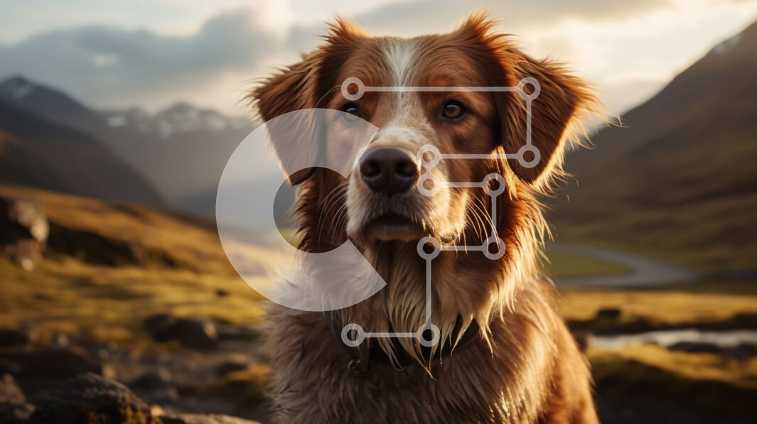 Σετ των 2 Intra Συλλεκτικό Ξύλινο Παζλ Plywood  4mm - Περίεργος σκύλος σε βραχώδες έδαφος με βουνά στο φόντο Σε Ξύλινο Κουτί - Διαστάσεις: 10x10 cm – 25 κομμάτια