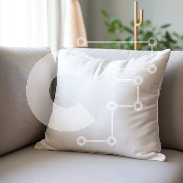 Intra Συλλεκτικό Ξύλινο Παζλ Plywood  4mm - Λευκό μαξιλάρι σε γκρίζο καναπέ στο μοντέρνο σαλόνι Σε Ξύλινο Κουτί - Διαστάσεις Puzzle: 10x10 cm – 25 κομμάτια