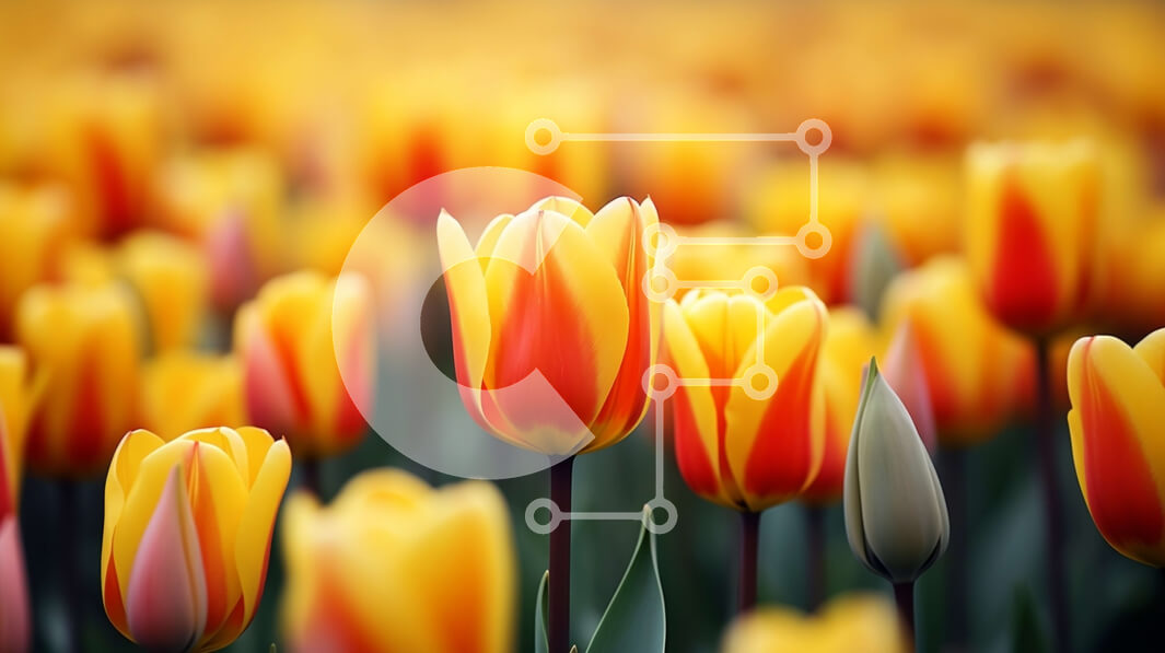 Intra Συλλεκτικό Ξύλινο Παζλ Plywood  4mm - Ζωντανό πεδίο με τουλίπες σε πλήρη άνθιση Σε Ξύλινο Κουτί - Διαστάσεις: 10x10 cm – 25 κομμάτια