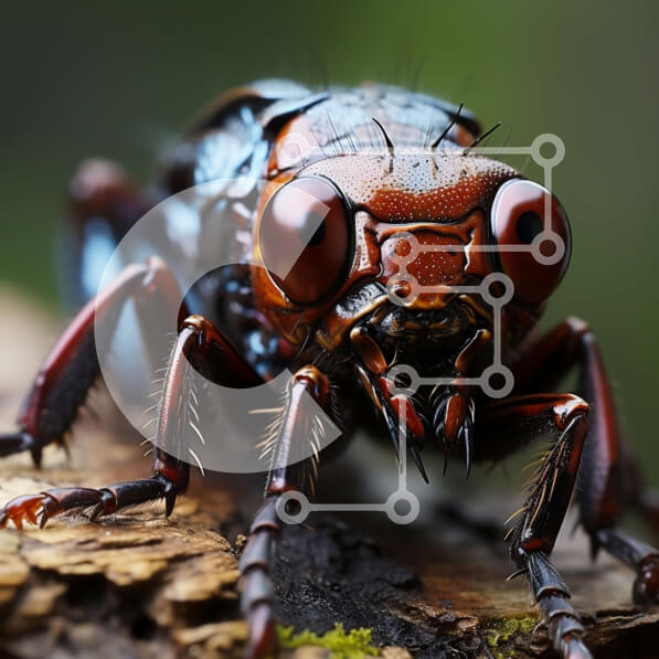 Intra Συλλεκτικό Ξύλινο Παζλ Plywood  4mm - Γκρο πλαν φωτογραφία ενός σκαθαριού με κόκκινα μάτια και κεραίες στο ξύλο Σε Ξύλινο Κουτί - Διαστάσεις: 10x10 cm – 25 κομμάτια