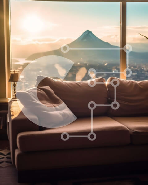 Intra Συλλεκτικό Ξύλινο Παζλ Plywood  4mm - Σαλόνι με θέα σε Βουνό Σε Ξύλινο Κουτί - Διαστάσεις Puzzle: 10x10 cm – 25 κομμάτια