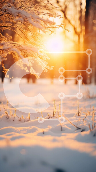 Σετ των 2 Intra Συλλεκτικό Ξύλινο Παζλ Plywood  4mm - Χιονισμένο τοπίο με πορτοκαλί ηλιοβασίλεμα Σε Ξύλινο Κουτί - Διαστάσεις: 10x10 cm – 25 κομμάτια