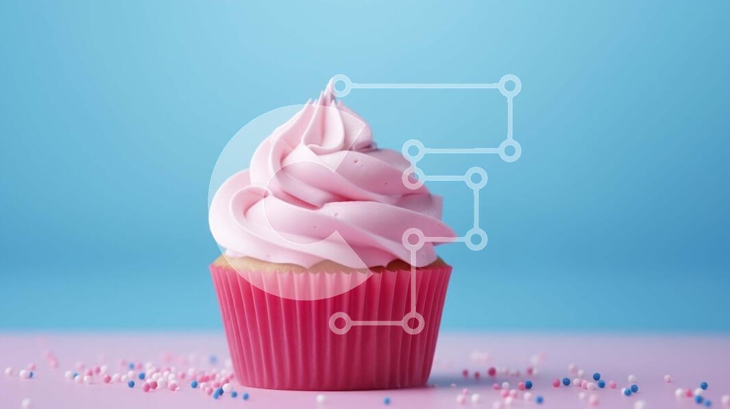 Σετ των 2 Intra Συλλεκτικό Ξύλινο Παζλ Plywood  4mm - Ροζ Cupcake με Λευκό Πάγωμα και Πασπαλίζει σε Μπλε Επιφάνεια Σε Ξύλινο Κουτί - Διαστάσεις: 10x10 cm – 25 κομμάτια