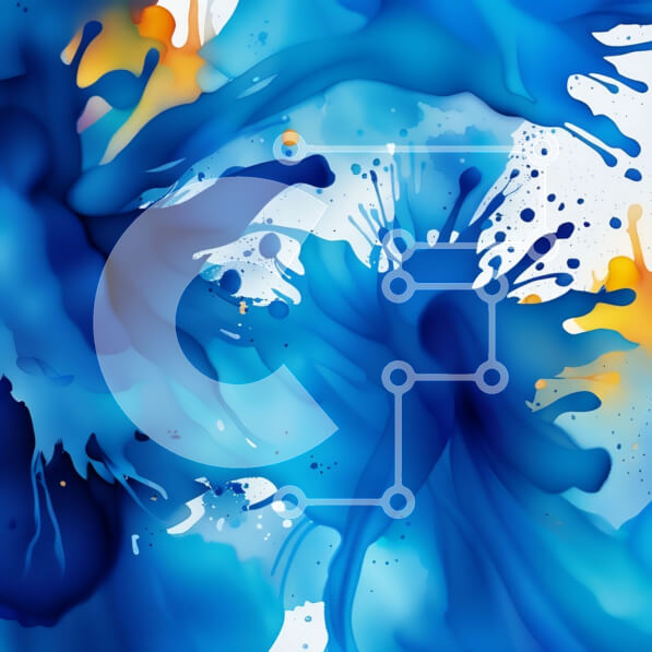 Intra Συλλεκτικό Ξύλινο Παζλ Plywood  4mm - Πολύχρωμη αφηρημένη ζωγραφική με πιτσιλιές μπλε και κίτρινου χρώματος σε λευκό φόντο Σε Ξύλινο Κουτί - Διαστάσεις Puzzle: 10x10 cm – 25 κομμάτια