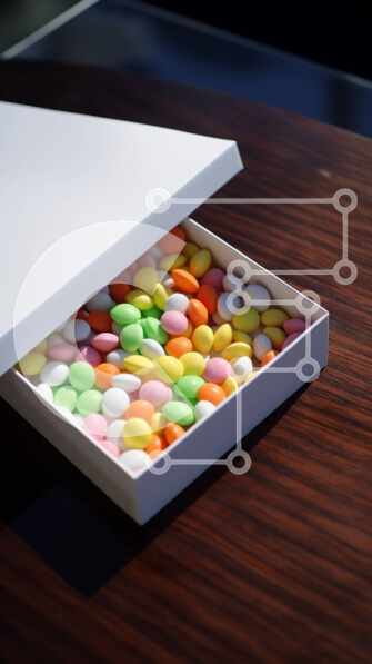 Intra Συλλεκτικό Ξύλινο Παζλ Plywood  4mm - Πολύχρωμα καλάμια καραμελών σε λευκό κουτί Σε Ξύλινο Κουτί - Διαστάσεις: 10x10 cm – 25 κομμάτια