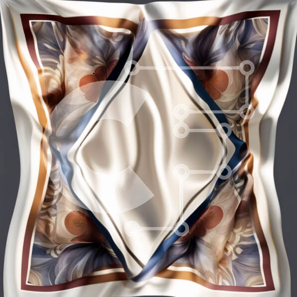 Σετ των 2 Intra Συλλεκτικό Ξύλινο Παζλ Plywood  4mm - Κομψό λευκό μεταξωτό κασκόλ με γεωμετρικό σχέδιο σε μπλε, καφέ και μπεζ Σε Ξύλινο Κουτί - Διαστάσεις: 10x10 cm – 25 κομμάτια