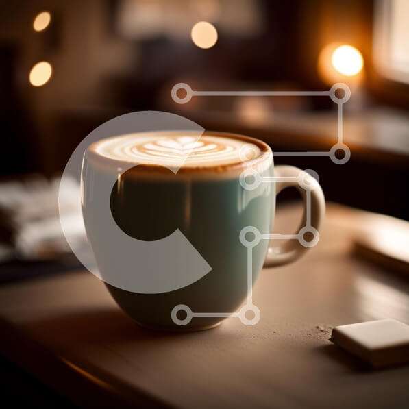 Σετ των 2 Intra Συλλεκτικό Ξύλινο Παζλ Plywood  4mm - Κομψό μπλε φλιτζάνι καφέ με Latte Art Design Σε Ξύλινο Κουτί - Διαστάσεις: 10x10 cm – 25 κομμάτια