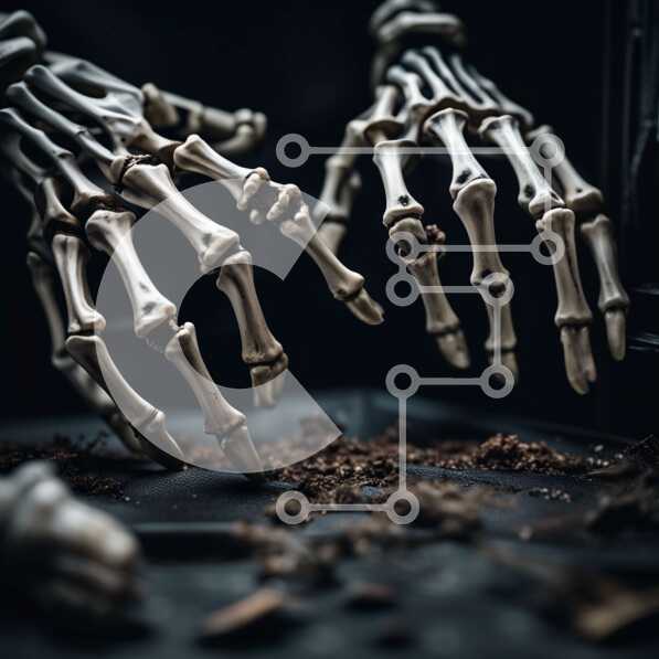 Intra Συλλεκτικό Ξύλινο Παζλ Plywood  4mm - Τρομακτική εικόνα των χεριών σκελετού σε αποσύνθεση που απλώνουν από το έδαφος Σε Ξύλινο Κουτί - Διαστάσεις Puzzle: 10x10 cm – 25 κομμάτια