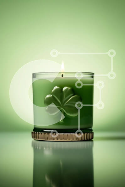 Intra Συλλεκτικό Ξύλινο Παζλ Plywood  4mm - Πράσινο κερί με σχέδιο τριφύλλι σε ανακλαστική επιφάνεια Σε Ξύλινο Κουτί - Διαστάσεις: 10x10 cm – 25 κομμάτια