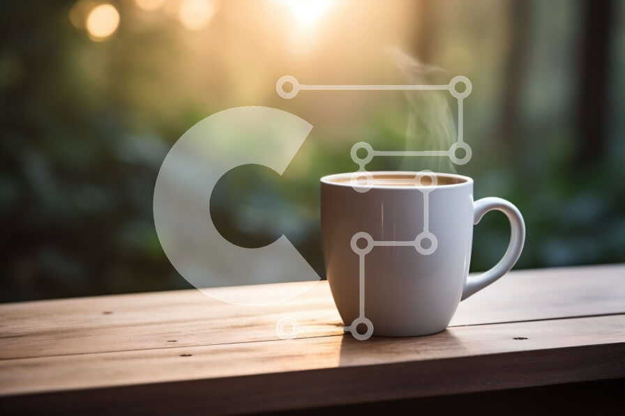 Σετ των 2 Intra Συλλεκτικό Ξύλινο Παζλ Plywood  4mm - Ζεστή εικόνα μιας κούπας καφέ με θέα στο δάσος Σε Ξύλινο Κουτί - Διαστάσεις: 10x10 cm – 25 κομμάτια