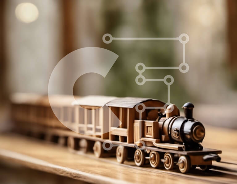 Intra Συλλεκτικό Ξύλινο Παζλ Plywood  4mm - Ξύλινο παιχνίδι τρένο σε τροχιά Σε Ξύλινο Κουτί - Διαστάσεις: 10x10 cm – 25 κομμάτια