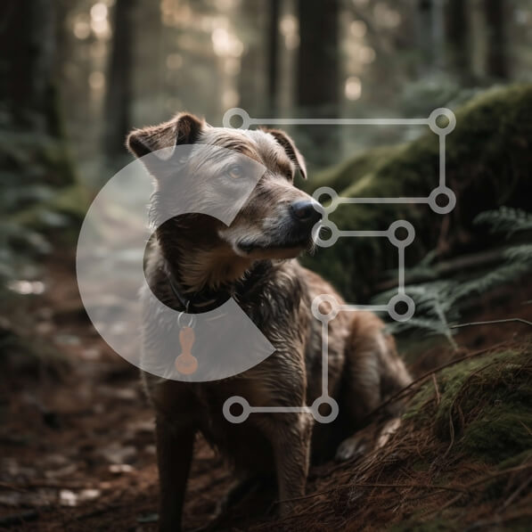 Intra Συλλεκτικό Ξύλινο Παζλ Plywood  4mm - Σοβαρό καφέ σκυλί σε μια ειρηνική σκηνή του δάσους Σε Ξύλινο Κουτί - Διαστάσεις: 10x10 cm – 25 κομμάτια