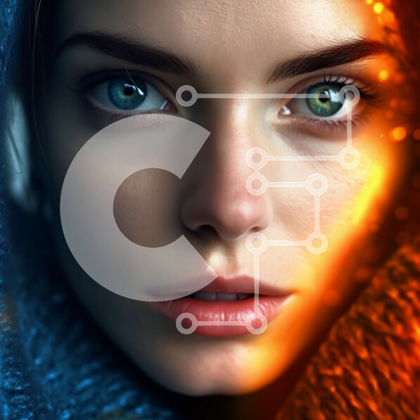 Σετ των 2 Intra Συλλεκτικό Ξύλινο Παζλ Plywood  4mm - Σοβαρή νεαρή γυναίκα με μπλε μάτια και ξανθά μαλλιά με μπλε πουλόβερ Σε Ξύλινο Κουτί - Διαστάσεις: 10x10 cm – 25 κομμάτια