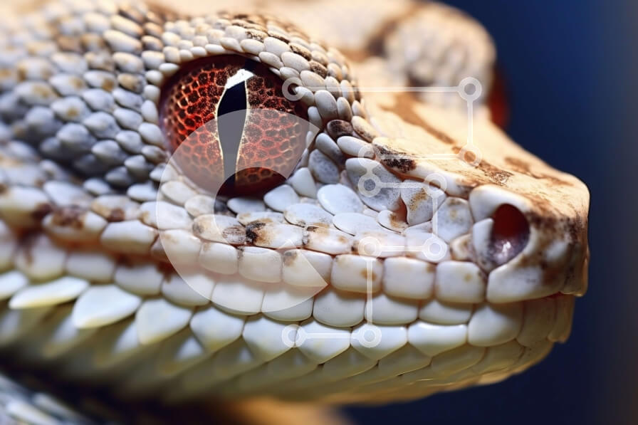 Σετ των 2 Intra Συλλεκτικό Ξύλινο Παζλ Plywood  4mm - Έντονη κινηματογράφηση σε πρώτο πλάνο του κεφαλιού ενός φιδιού με κόκκινα μάτια Σε Ξύλινο Κουτί - Διαστάσεις: 10x10 cm – 25 κομμάτια