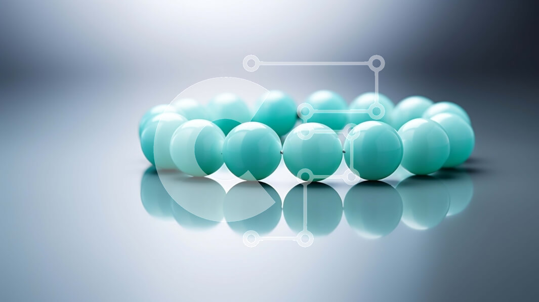 Intra Συλλεκτικό Ξύλινο Παζλ Plywood  4mm - Βραχιόλι με χάντρες τιρκουάζ με ανακλαστική επιφάνεια Σε Ξύλινο Κουτί - Διαστάσεις Puzzle: 10x10 cm – 25 κομμάτια