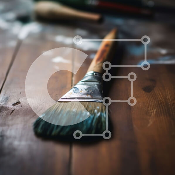 Intra Συλλεκτικό Ξύλινο Παζλ Plywood  4mm - Πινέλα και εργαλεία ζωγραφικής σε ξύλινο τραπέζι Σε Ξύλινο Κουτί - Διαστάσεις Puzzle: 10x10 cm – 25 κομμάτια