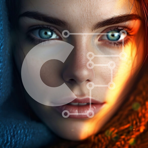 Intra Συλλεκτικό Ξύλινο Παζλ Plywood  4mm - Όμορφη γυναίκα με μπλε μάτια και σγουρά καστανά μαλλιά που φορά ένα μπλε κασκόλ Σε Ξύλινο Κουτί - Διαστάσεις Puzzle: 10x10 cm – 25 κομμάτια