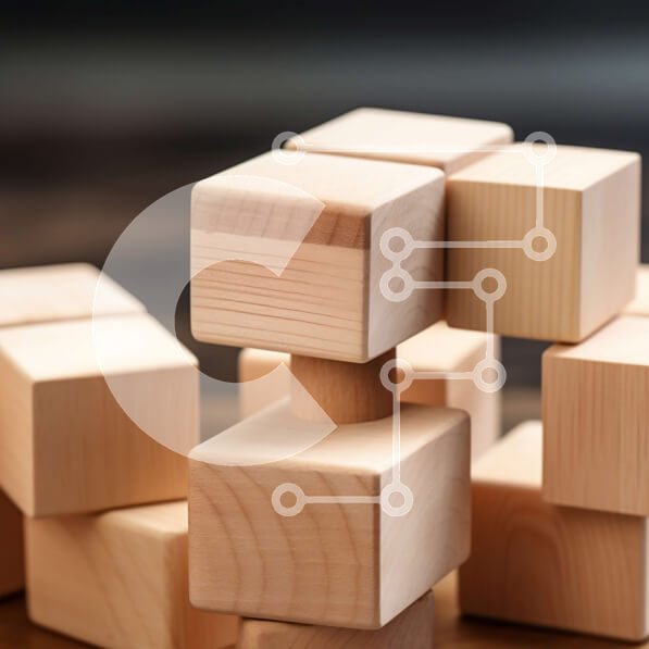 Intra Συλλεκτικό Ξύλινο Παζλ Plywood  4mm - Ξύλινα μπλοκ στοιβάζονται σε ένα ξύλινο τραπέζι Σε Ξύλινο Κουτί - Διαστάσεις: 10x10 cm – 25 κομμάτια