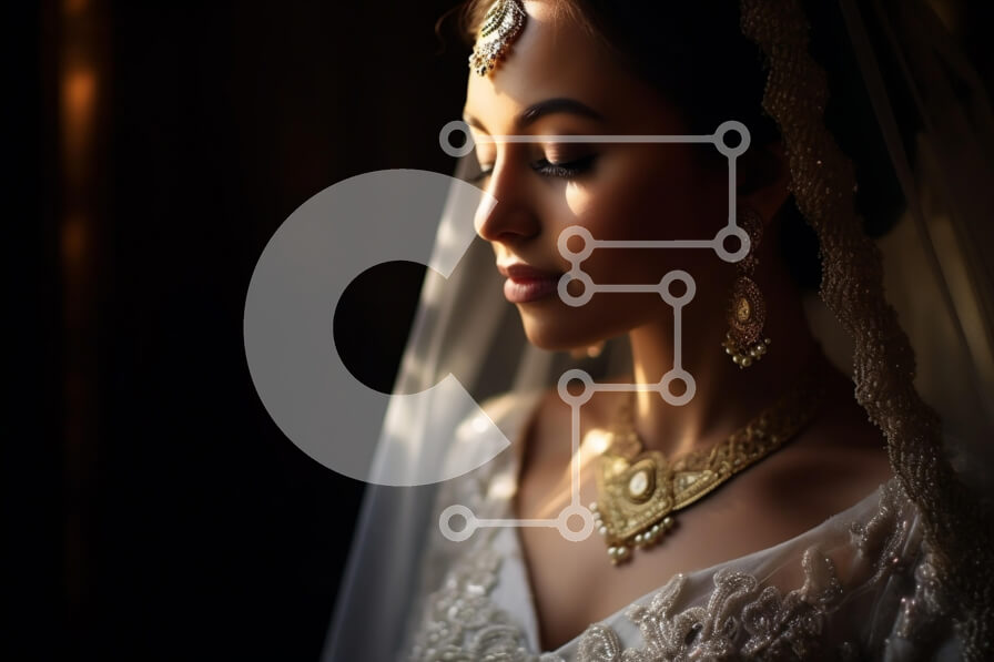 Intra Συλλεκτικό Ξύλινο Παζλ Plywood  4mm - Εκπληκτική εικόνα μιας νύφης με λευκό νυφικό που στέκεται μπροστά από το ηλιόλουστο παράθυρο Σε Ξύλινο Κουτί - Διαστάσεις Puzzle: 10x10 cm – 25 κομμάτια