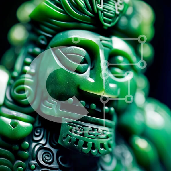 Intra Συλλεκτικό Ξύλινο Παζλ Plywood  4mm - Όμορφη κοντινή εικόνα ενός περίπλοκου πράσινου αγάλματος με ένα στέμμα Σε Ξύλινο Κουτί - Διαστάσεις Puzzle: 10x10 cm – 25 κομμάτια