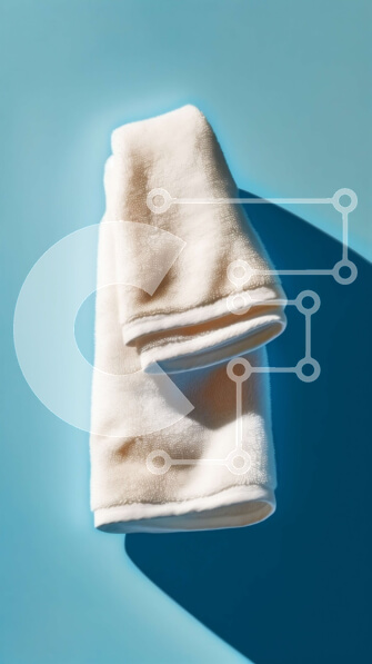 Intra Συλλεκτικό Ξύλινο Παζλ Plywood  4mm - Καθαρή και απλή λευκή πετσέτα σε φόντο μπλε επιφάνειας Σε Ξύλινο Κουτί - Διαστάσεις Puzzle: 10x10 cm – 25 κομμάτια