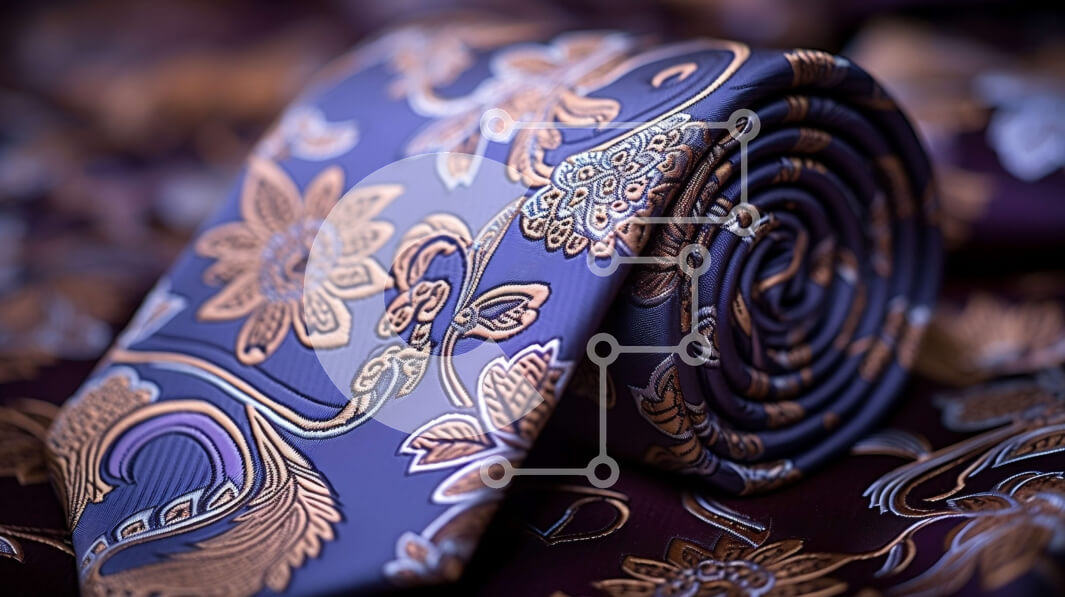 Intra Συλλεκτικό Ξύλινο Παζλ Plywood  4mm - Κομψή γραβάτα με μωβ και χρυσό floral σχέδιο Σε Ξύλινο Κουτί - Διαστάσεις Puzzle: 10x10 cm – 25 κομμάτια