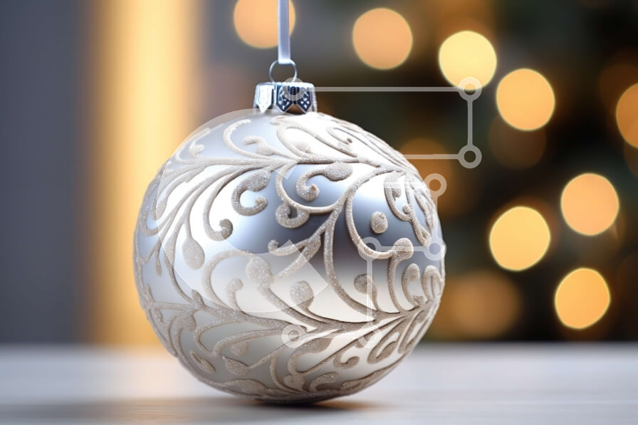 Intra Συλλεκτικό Ξύλινο Παζλ Plywood  4mm - Ασημένια διακοσμητική μπάλα που κρέμεται από την οροφή Σε Ξύλινο Κουτί - Διαστάσεις: 10x10 cm – 25 κομμάτια