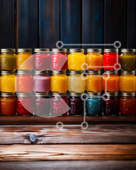 Σετ των 2 Intra Συλλεκτικό Ξύλινο Παζλ Plywood  4mm - Νόστιμη ποικιλία από μαρμελάδες και ζελέ σε βάζα Mason Σε Ξύλινο Κουτί - Διαστάσεις: 10x10 cm – 25 κομμάτια