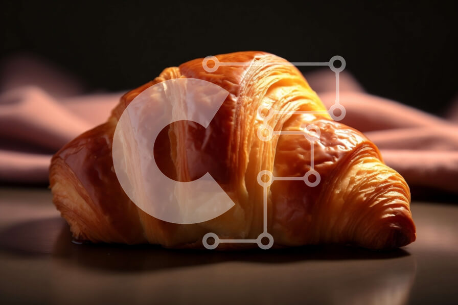 Σετ των 2 Intra Συλλεκτικό Ξύλινο Παζλ Plywood  4mm - Νόστιμο κρουασάν σε ξύλινο τραπέζι Σε Ξύλινο Κουτί - Διαστάσεις: 10x10 cm – 25 κομμάτια