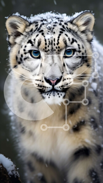 Σετ των 2 Intra Συλλεκτικό Ξύλινο Παζλ Plywood  4mm - Εκπληκτική εικόνα μιας λεοπάρδαλης του χιονιού με μπλε μάτια στο χιόνι Σε Ξύλινο Κουτί - Διαστάσεις: 10x10 cm – 25 κομμάτια