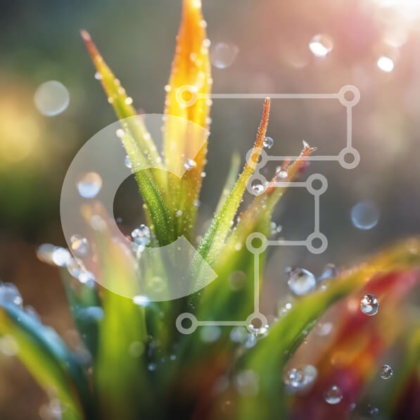 Intra Συλλεκτικό Ξύλινο Παζλ Plywood  4mm - Κοντινή όψη των σταγονιδίων νερού στα φύλλα και το στέλεχος των φυτών Σε Ξύλινο Κουτί - Διαστάσεις: 10x10 cm – 25 κομμάτια