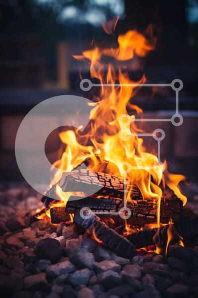 Σετ των 2 Intra Συλλεκτικό Ξύλινο Παζλ Plywood  4mm - Άνετο και ζεστό: Κοντινή όψη ενός λάκκου πυρκαγιάς Σε Ξύλινο Κουτί - Διαστάσεις: 10x10 cm – 25 κομμάτια