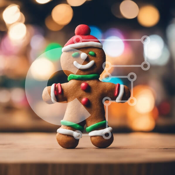 Intra Συλλεκτικό Ξύλινο Παζλ Plywood  4mm - Άνδρας με μελόψωμο σε ξύλινο τραπέζι με εορταστικό φόντο Σε Ξύλινο Κουτί - Διαστάσεις Puzzle: 10x10 cm – 25 κομμάτια