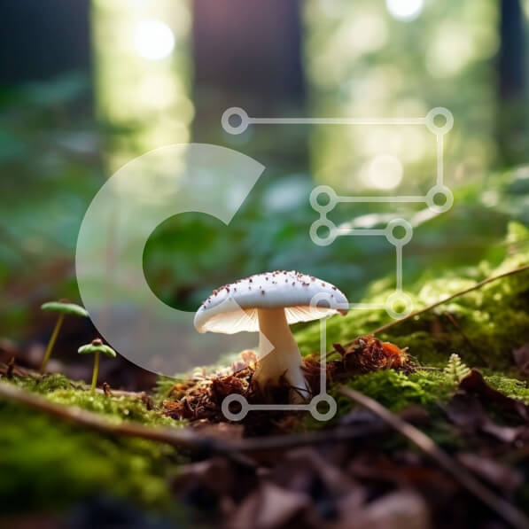 Intra Συλλεκτικό Ξύλινο Παζλ Plywood  4mm - Όμορφη εικόνα ενός λευκού μανιταριού σε ένα ηλιόλουστο δάσος Σε Ξύλινο Κουτί - Διαστάσεις: 10x10 cm – 25 κομμάτια