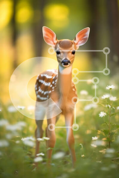 Σετ των 2 Intra Συλλεκτικό Ξύλινο Παζλ Plywood  4mm - Όμορφη εικόνα ενός ελαφιού σε ένα χωράφι αγριολούλουδων Σε Ξύλινο Κουτί - Διαστάσεις: 10x10 cm – 25 κομμάτια