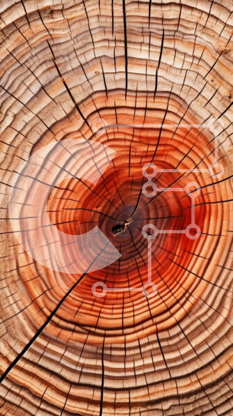 Σετ των 2 Intra Συλλεκτικό Ξύλινο Παζλ Plywood  4mm - Κοντινό πλάνο κορμού δέντρου με κυκλικούς κόκκους ξύλου Σε Ξύλινο Κουτί - Διαστάσεις: 10x10 cm – 25 κομμάτια