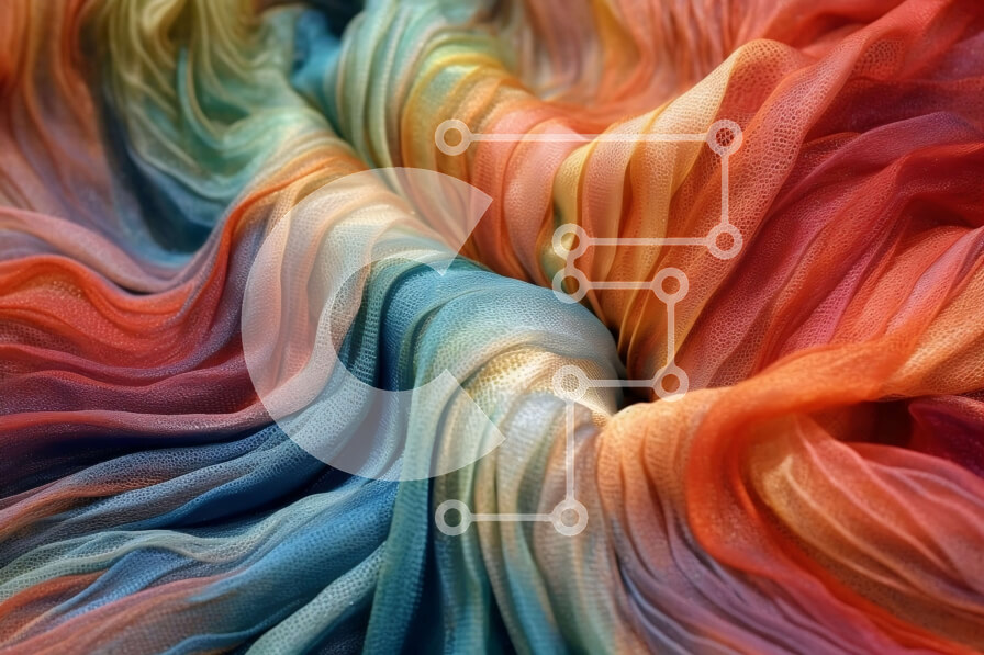 Intra Συλλεκτικό Ξύλινο Παζλ Plywood  4mm - Κοντινή εικόνα πολύχρωμου υφάσματος με στροβιλιζόμενα μοτίβα Σε Ξύλινο Κουτί - Διαστάσεις Puzzle: 10x10 cm – 25 κομμάτια