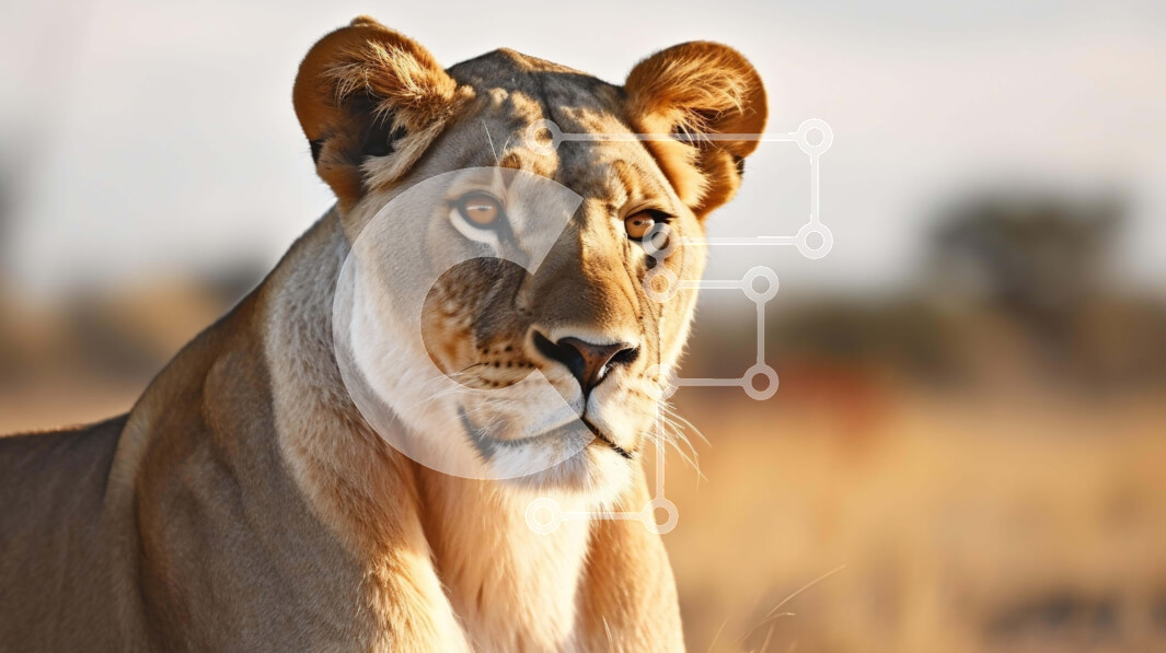 Intra Συλλεκτικό Ξύλινο Παζλ Plywood  4mm - Κοντινό πλάνο του λιονταριού στο χορτάρι Σε Ξύλινο Κουτί - Διαστάσεις: 10x10 cm – 25 κομμάτια